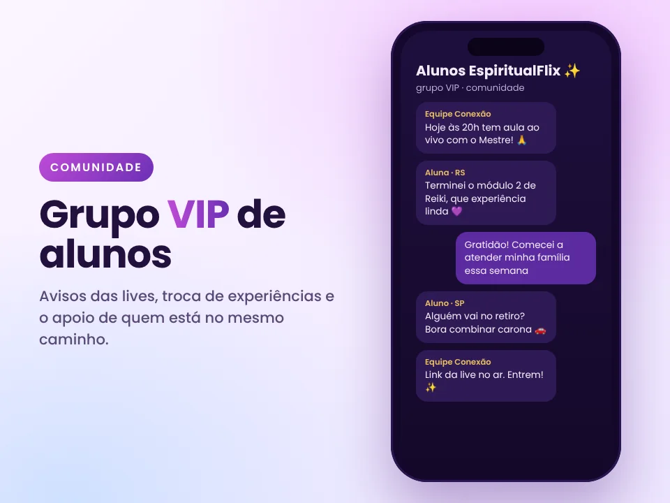 Conversa do grupo VIP de alunos no celular